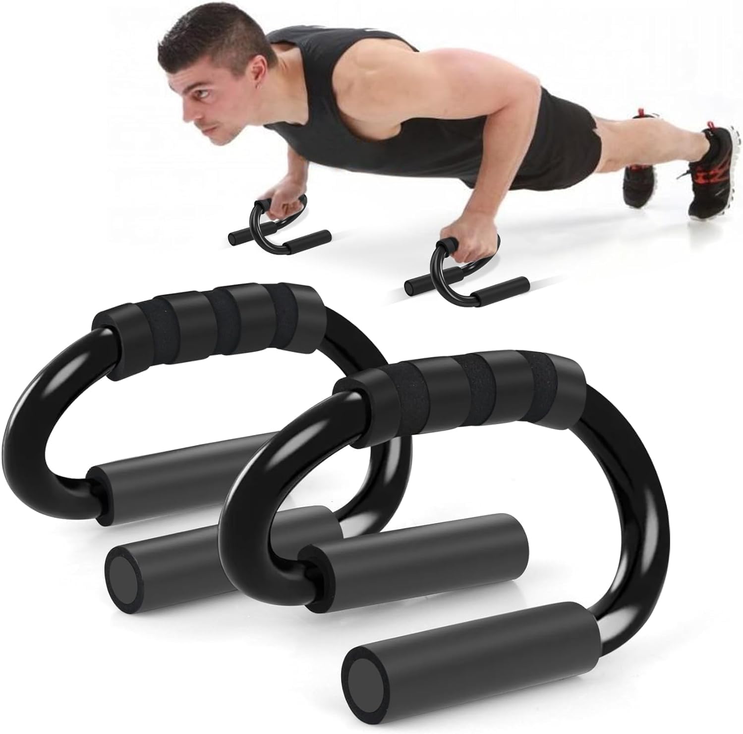 Push Up Bars - Home Workout Equipment Pushup Handle with Cushioned Foam Grip and Non-Slip Sturdy Structure - The Push Up Handle for Floor are Great for Both Men & Women Strength Workouts