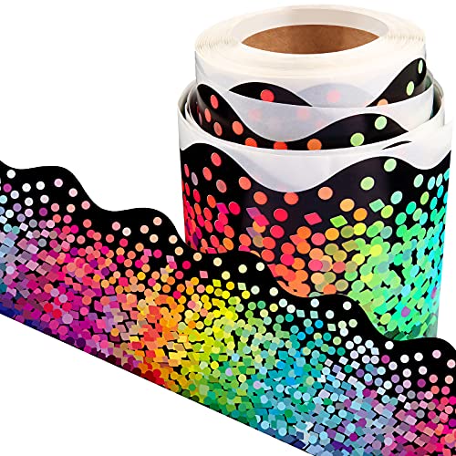 Colorful Dot Trim Border Confetti Bulletin Board Border Trim Self Adhesive Border Classroom Decoration Back to School Decorations Border for Bulletin Board Office Chalkboard Decor, 49.2 Feet