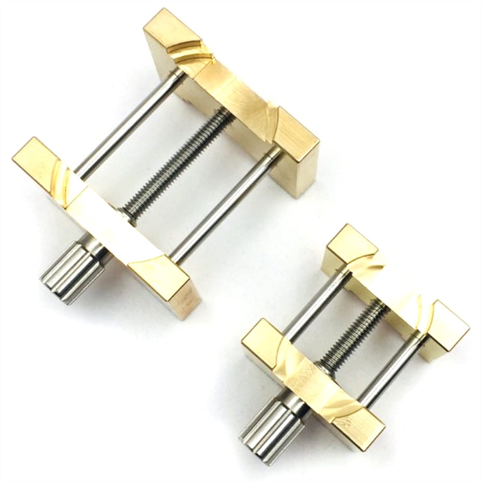2 Stück Uhrwerkhalter aus Messing, Feste Basis, multifunktional, für Uhrmacher, Uhrenklemme, Uhrenreparaturwerkzeuge, Uhrenreparaturwerkzeuge (gelb)
