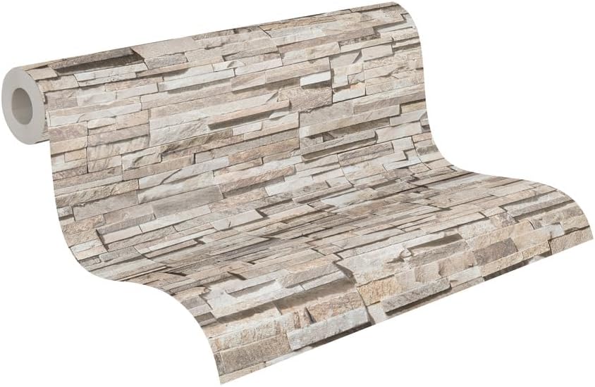 Livingwalls Wallpaper Industrial Design - Brown, Beige - Stone Wallpaper 395.99in x 20.87in Made in Germany - 388161