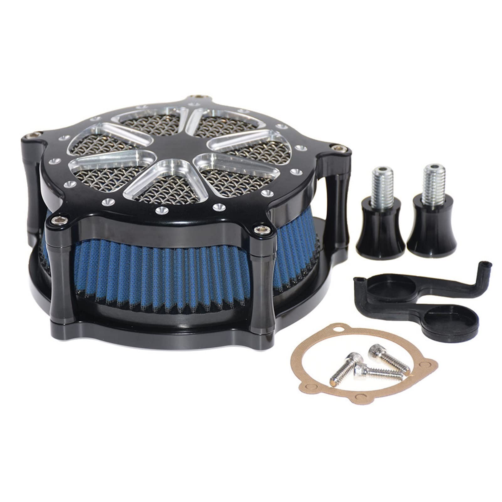 Wivplex Motorcycle Air Filters Blue/Gray/Red Air Cleaner Intake Filter Aluminum, for Harley, Touring Road Glide Dyna Softail Sportster Motorcycle Air Filter(Blue Air Filter A)