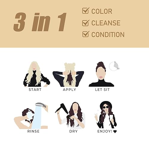 Miniatura 5 de Champú para el cabello castaño rubio 3 en 1, champú instantáneo de color para el cabello para hombres y mujeres, el tinte para el cabello funciona