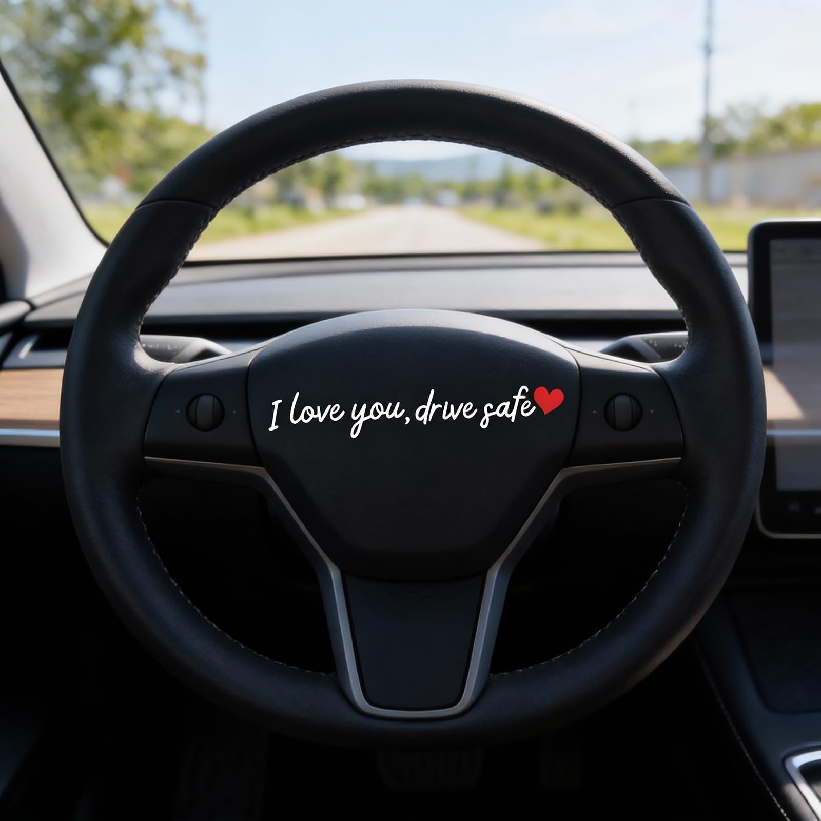 3 PCS I Love You Drive Safe Mirror Stickers Rear View Mirror Sticker Heart Car Window Decals with Red Heart - Christmas Mother's Day Valentines Day Gifts for Family/Her/Him (White) — view 6