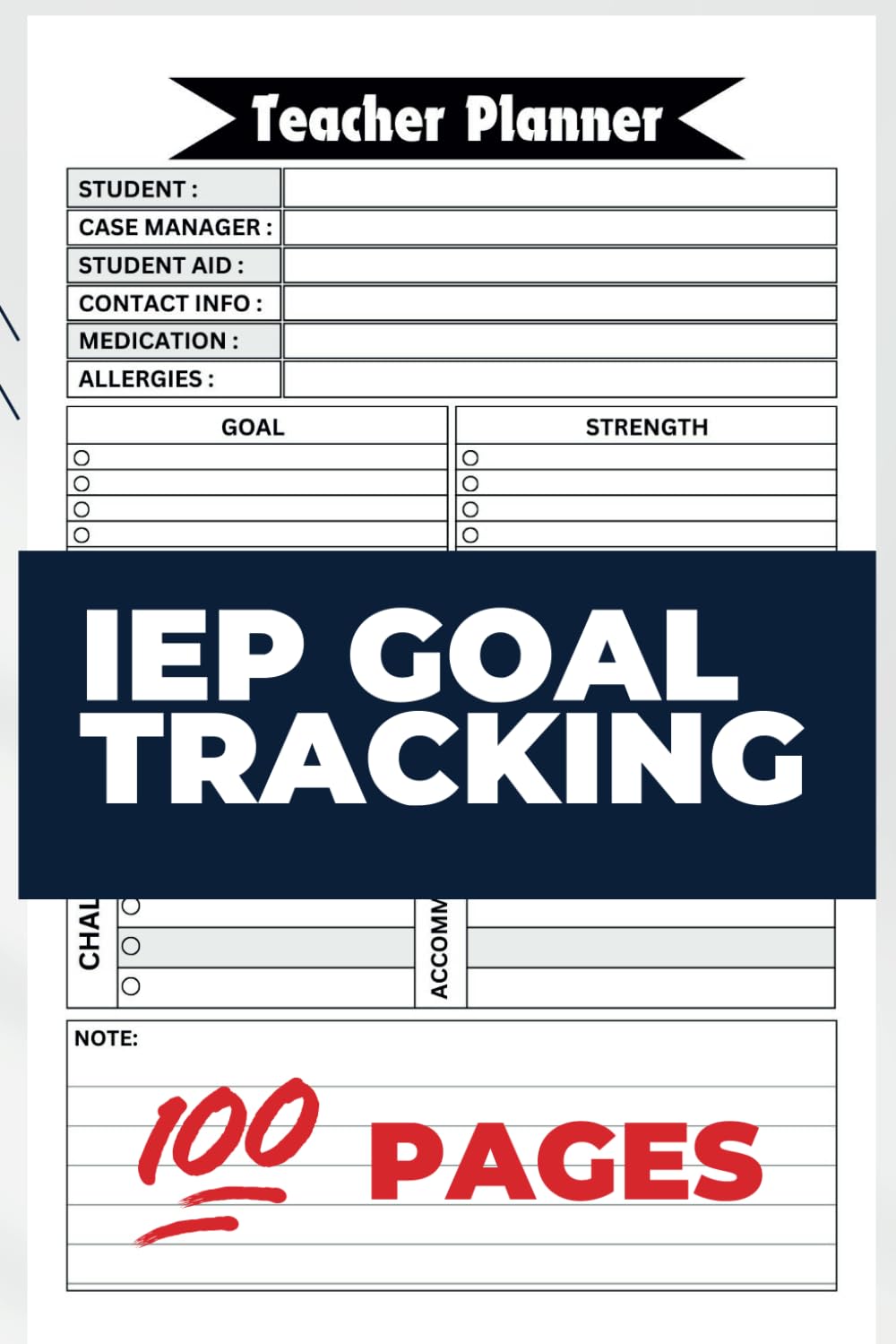 IEP Goal Tracking Sheets: Special Education Data Collection Notebook | Track Student Goals, Milestones, and Objectives | For Teachers of Up to 100 Students | 6x9 inches