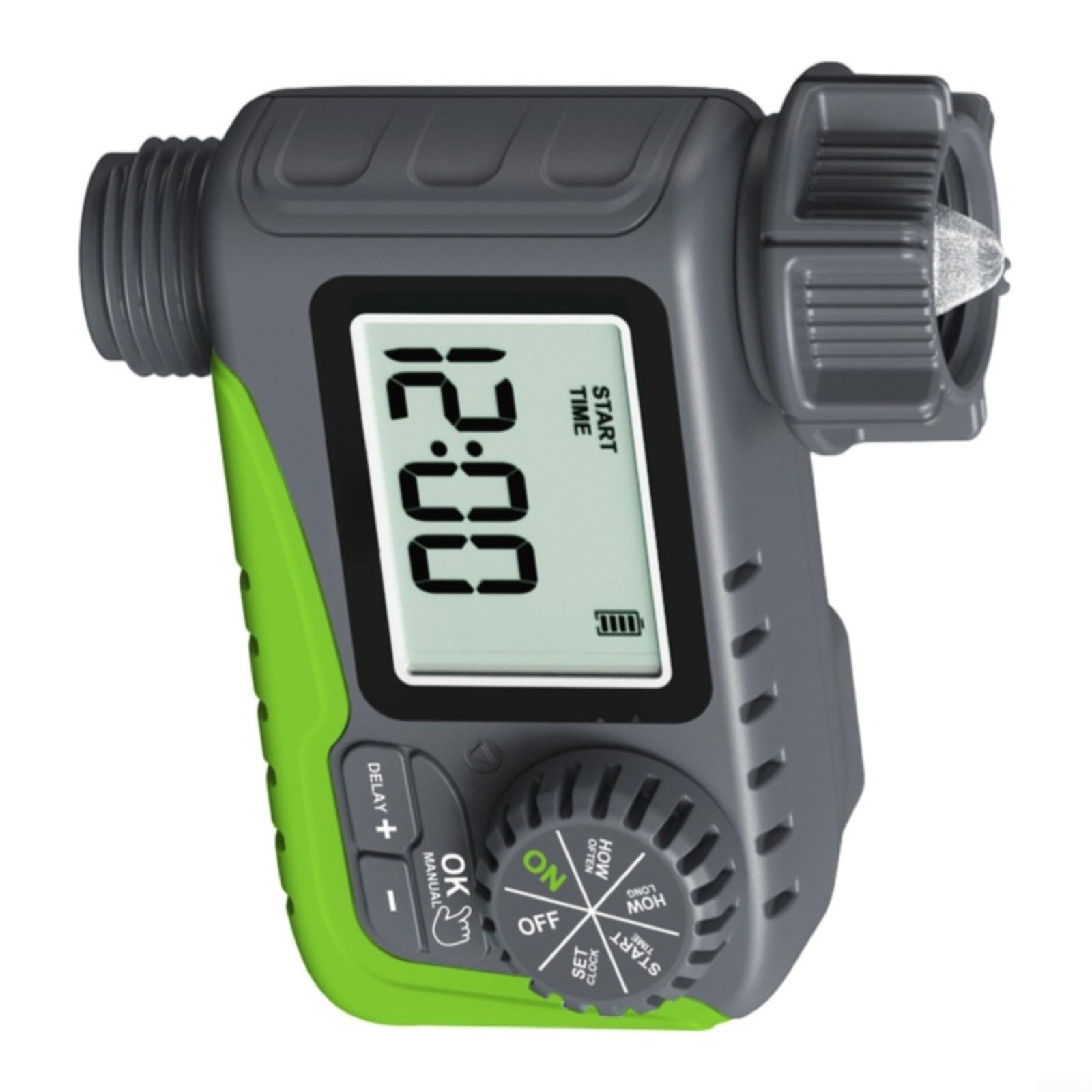 Irrigazione automatica con ritardo della pioggia | Timer per tubo da giardino per irrigazione automatica, controllo manuale e display LCD, nero