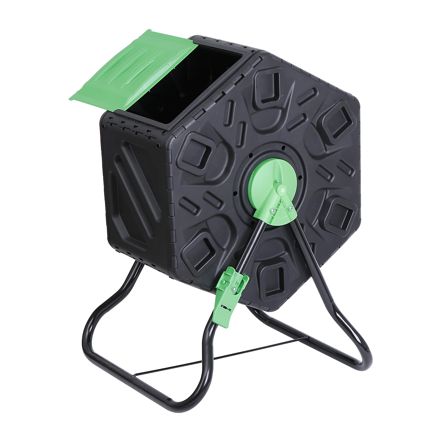 LEMY Compost Tumbler Bin, Composting Bucket Trash Can with Sliding Doors for Outdoor Garden, Kitchen, Yard Waste, 1 Rotating Chamber, 18.5 Gallon