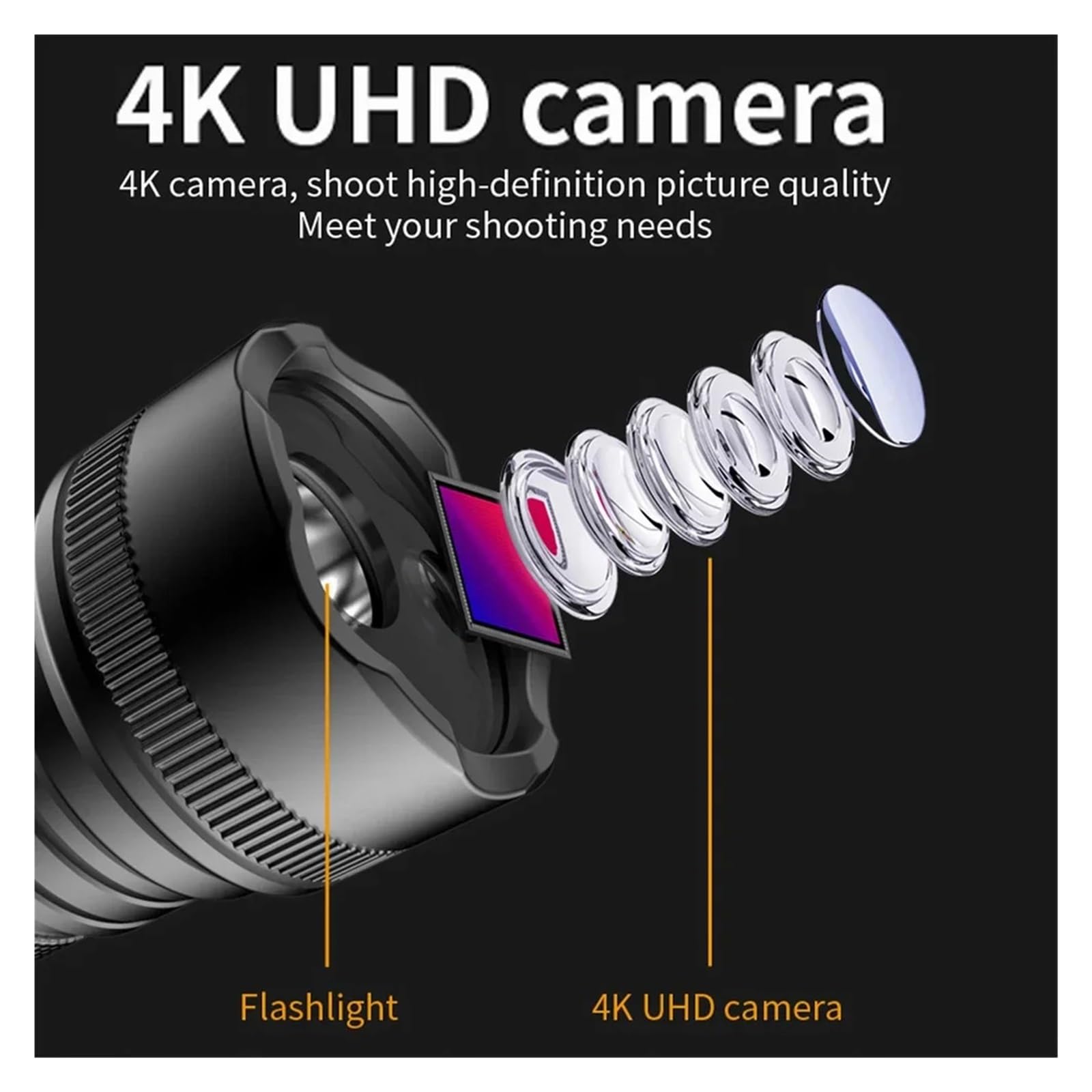 Videocamera sportiva impermeabile 4K montata sulla testa della bicicletta for motocicletta Mini Cam Videoregistratore sportivo luminoso ad alta definizione