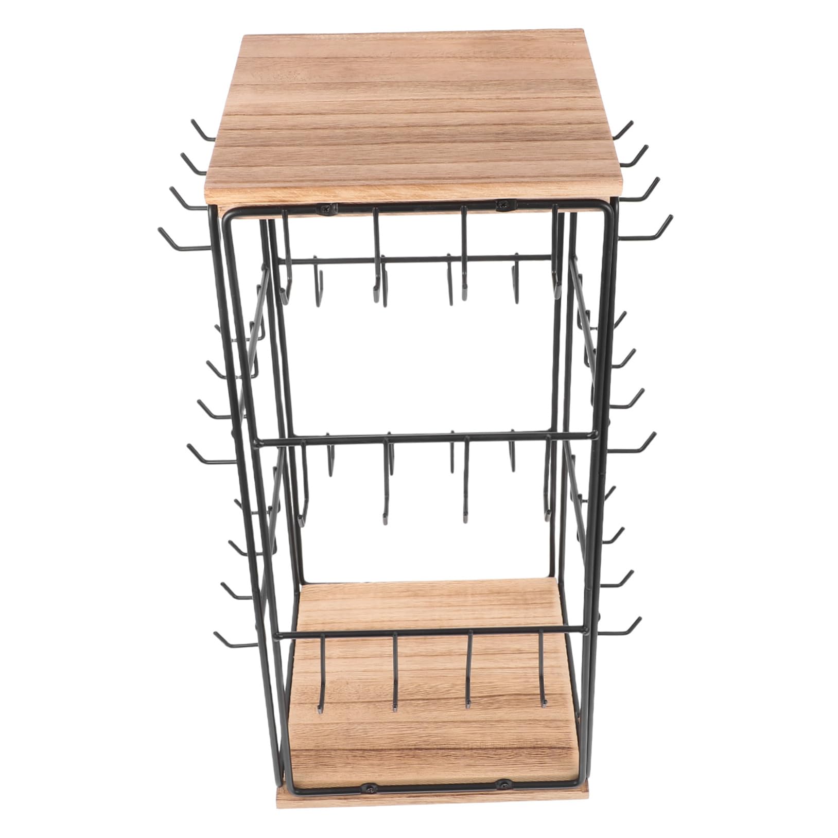 Espositore Organizzatore Multifunzionale Design Rotante a 360° in Legno Marrone per Orecchini per Gioielli e Anelli per Decorazione Casa e Vanity