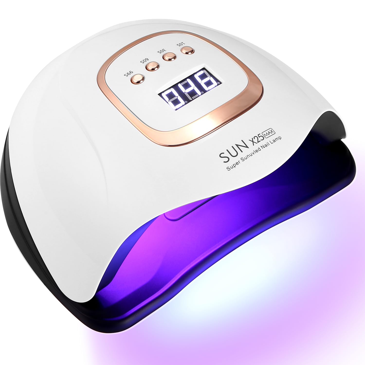 Zawaer Lampara Uv Led Uñas, Lampara Uñas Gel 380W con Pantalla Digital, Sensor Automático 4 Ajustes de Temporizador, 81 Piezas de Cuentas de Lámpara, Profesionales Secador Uñas Para Salón y Hogar