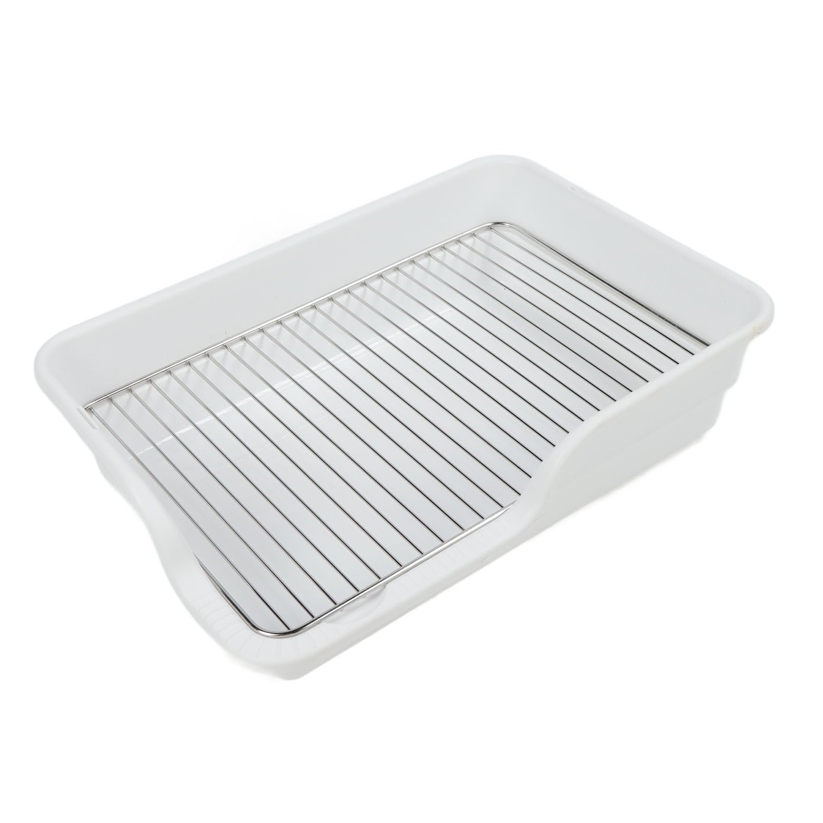 Bandeja higiénica para perros, inodoro de adiestramiento para perros pequeños y medianos, inodoro interior para mascotas con rejilla de acero inoxidable a prueba de derrames y (Blanca)