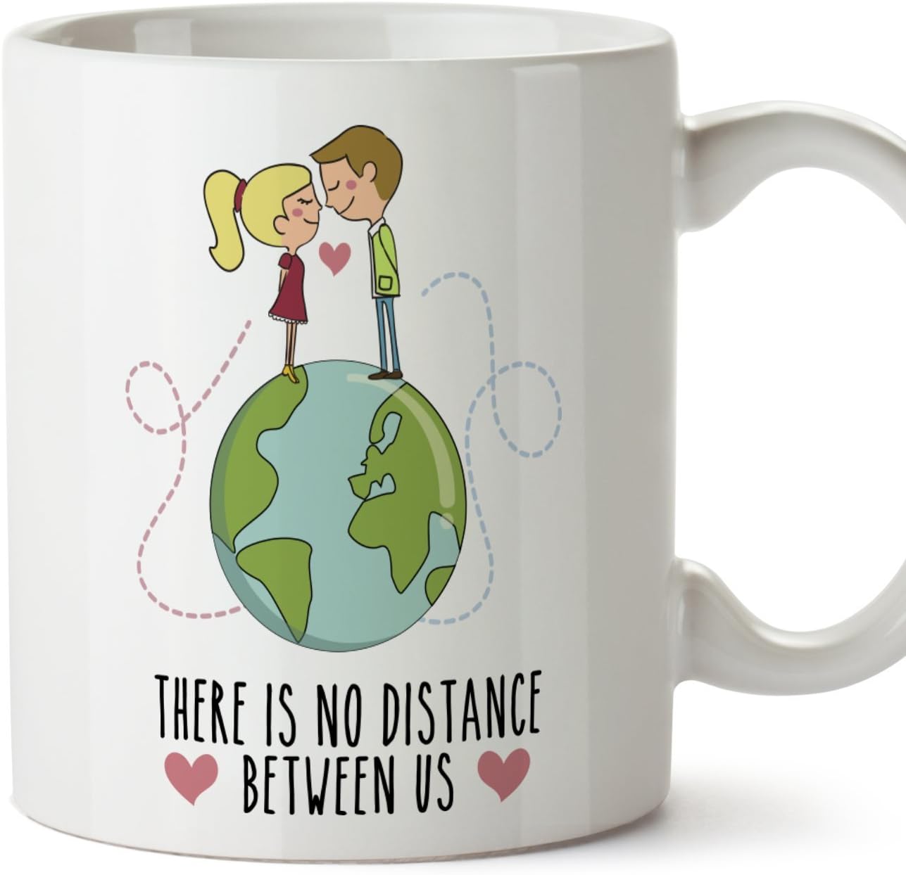 – MUGFFINS Taza de café Regalo para la Pareja de Enamorados - Regalo Original de Novios y Novias San Valentín - There is no Distance Between us - 350