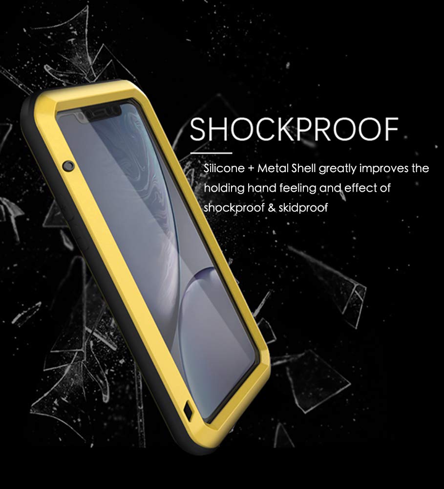 Etui na cały korpus do iPhone 11 Pro 5,8 cala, Love Mei na zewnątrz odporne na wstrząsy wytrzymałe hybrydowe aluminium metal pancerz pyłoszczelna obudowa ze szkłem hartowanym, obsługa bezprzewodowego ładowania (czerwony)
