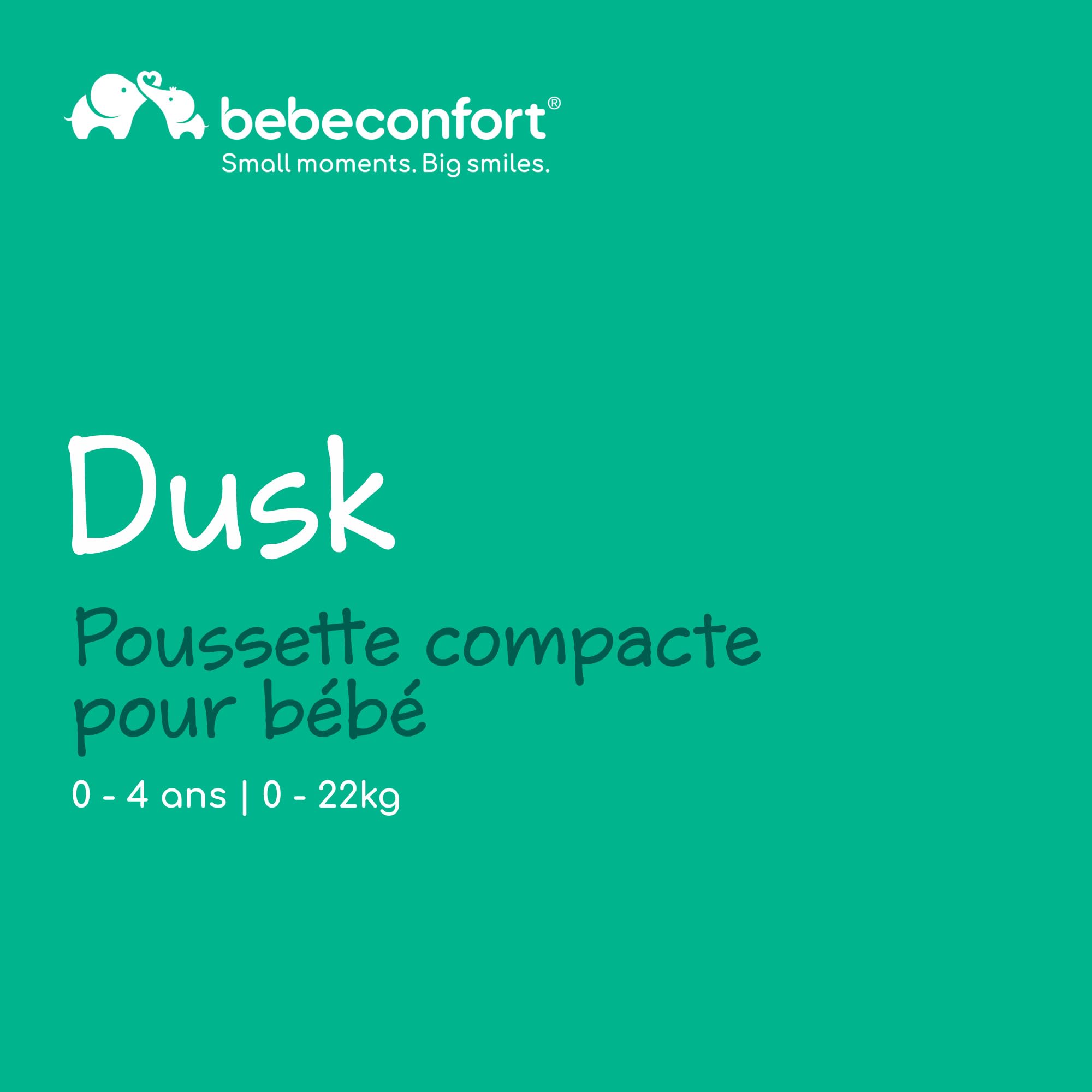 Bebeconfort Dusk, Poussette pour Bébé, 0 - 4a (0 - 22 kg), Poussette de Voyage dès la Naissance, Compacte et Légère (5,6 kg), Tissus Doux et Rembourrés, Pliage Compact, Panier, Mineral Graphite
