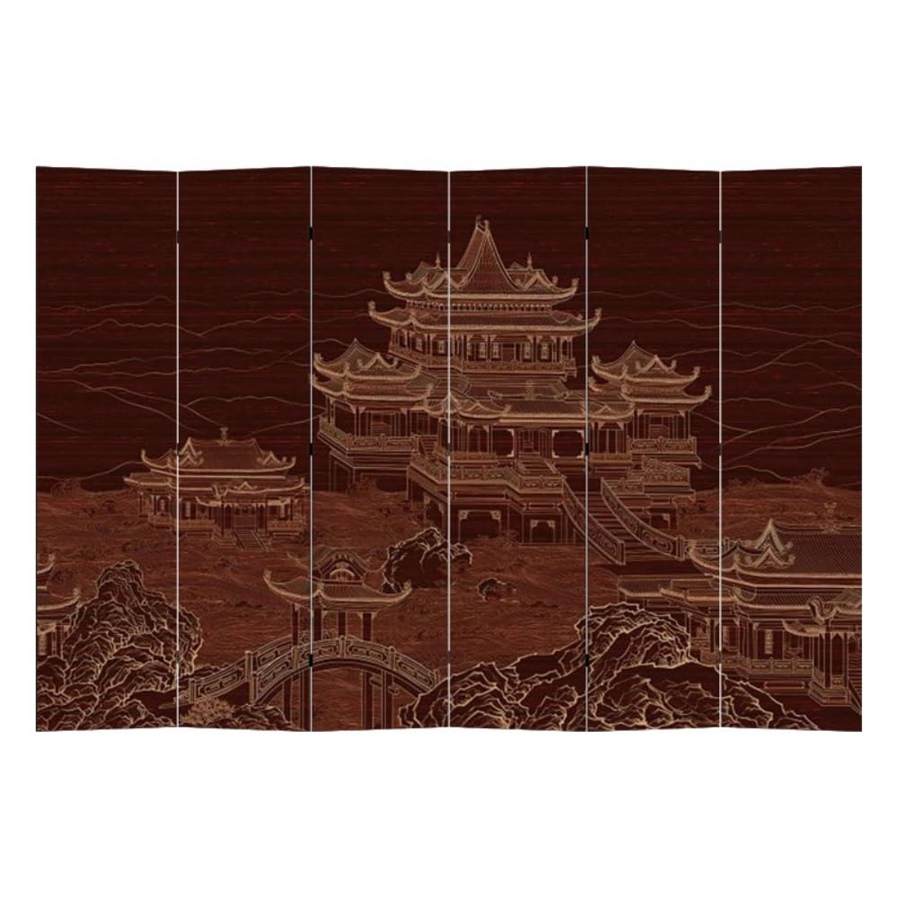Privacy Screen Floor-standing Screen Partition, Living Room Entrance, Tea, Folding and Movable, Retro Landscape Loft Room Divider