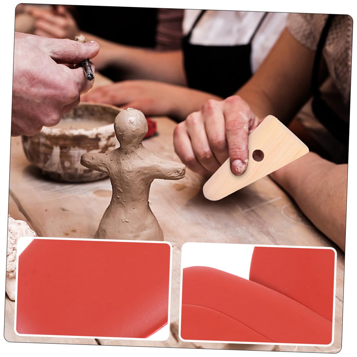 2 Juegos Juego de 8 Piezas de Herramientas para Modelado de Arcilla, 5 Cuchillas de Madera y 3 Raspadores de Goma, Kit para Esculpir Cerámica DIY, Accesorios para Manualidades y