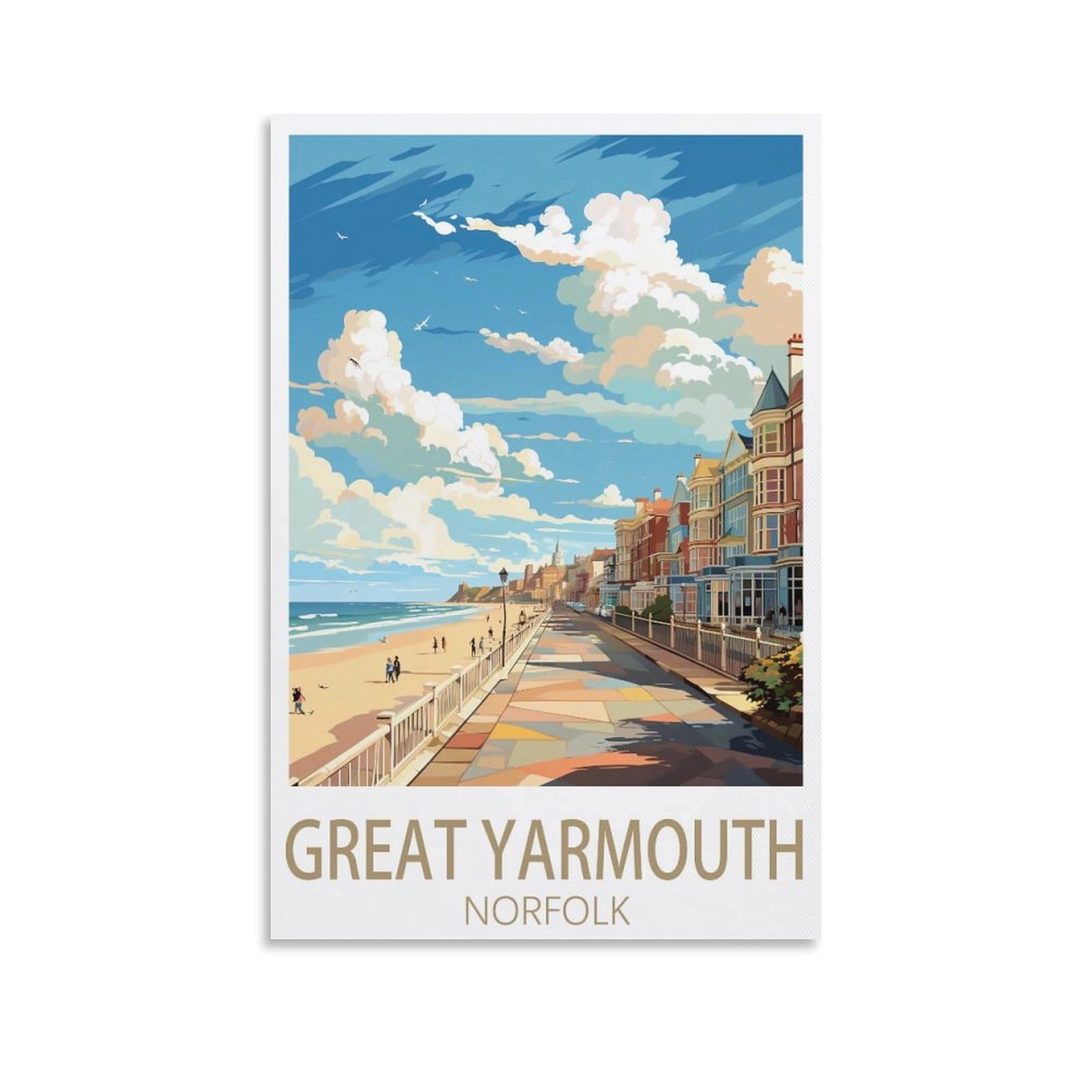 Ezmlfa S383 5D Diamond Art Kits Adults,Great Yarmouth Norfolk Landscape,Diy Cross Stitch Crystal Rhinestone Embroidery Pictures Craft For Home Wall Deco 50X60cm