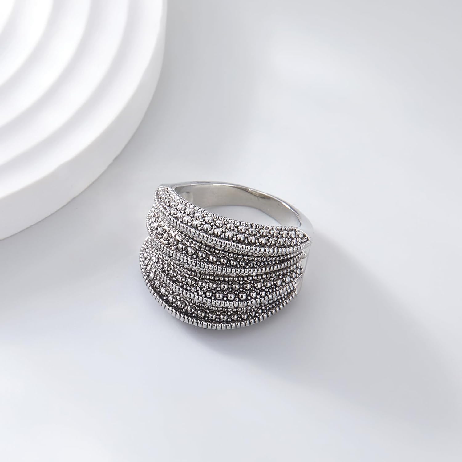 Black Rings for Women, Vintage Cross Marcasite Rings Statement Big Chunky Aesthetic Ring Costume Jewelry for Her - Image 5