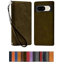 Sizkawil Google Pixel 8 Case Cover Notebook Type Genuine Leather Case Olive Pack of 1