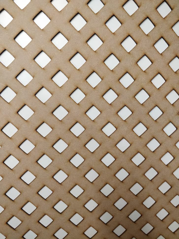 Wooden mesh laser cut in 6mm thick mdf decorative panel for radiator covers, partition walls and home made cabinets (various sizes) Diamond pattern (D3). Made in the UK (Unprimed, 620mm x 600mm)