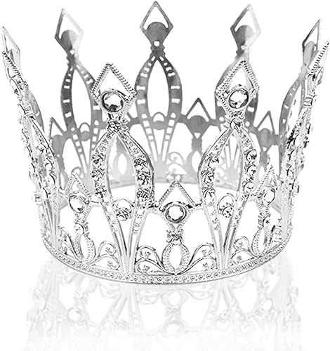 DOERDO - Corona para pastel de diamantes de imitación hecha a mano con diamantes de imitación, decoración de pastel para boda, cumpleaños, temática