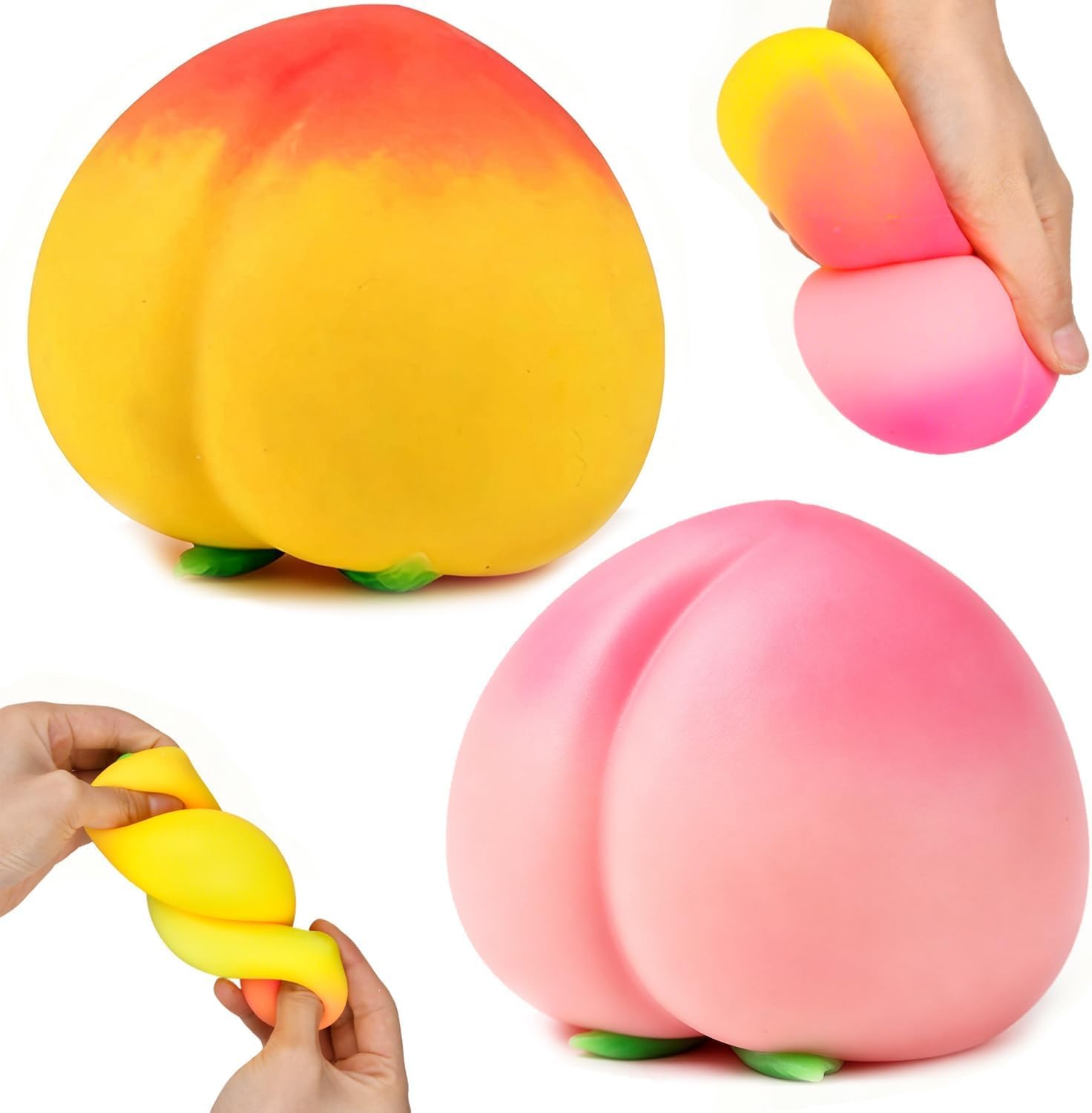 2 PCS Peach Squishy, Slow Rising Squishies Stress Balls, Squeezy Squishy