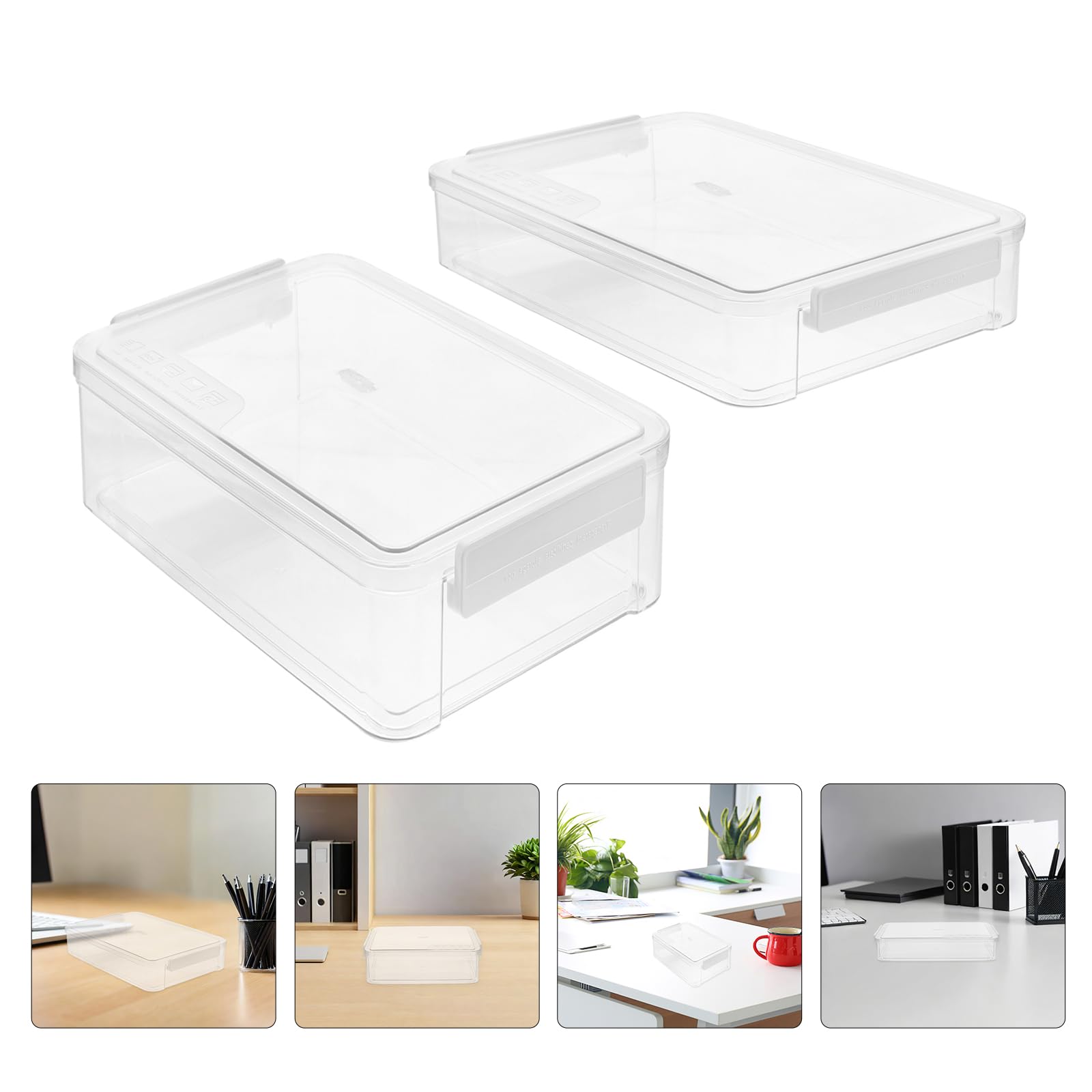 Scatola Porta Documenti Trasparente in Plastica Coperchio, Organizer Portatile Impilabile per Ufficio e Casa, Custodia per Archiviazione File Cartacei e Documenti Importanti, Set