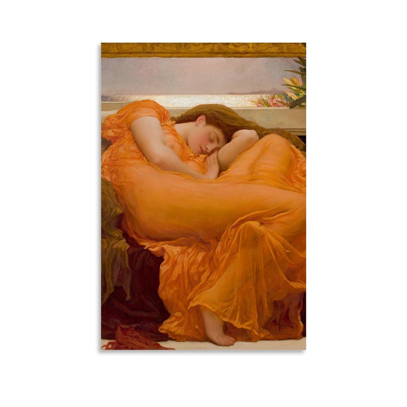 Yiqusoft Unframe-Style Frederic Leighton Flaming June Poster Canvas Art And Wall Art Picture Print Modern Family Bedroom Decors 24X36inch(60X90cm)