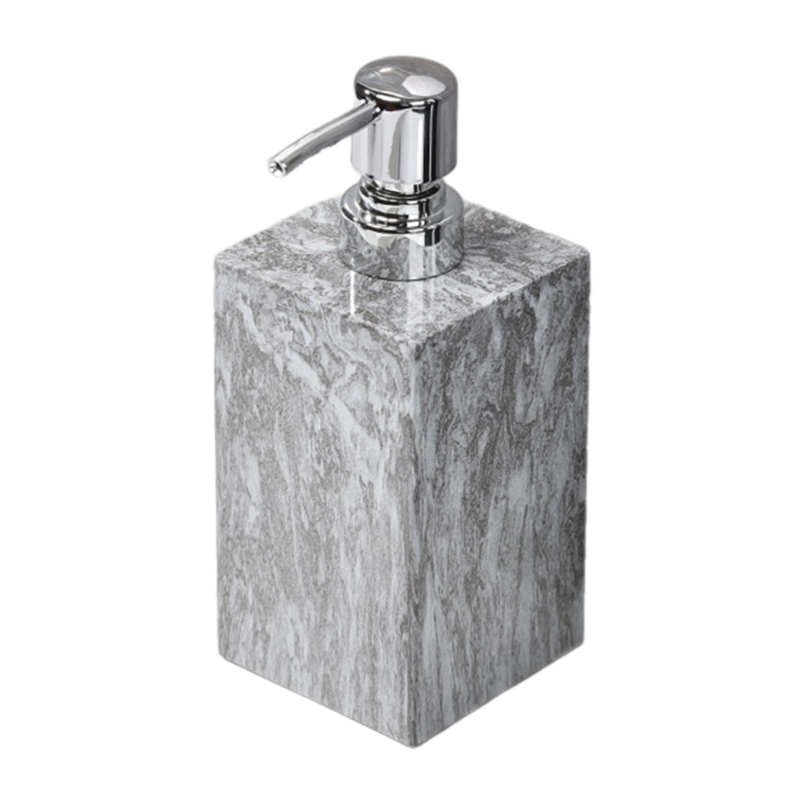 Dispenser di Sapone in Marmo con Pompa in Acciaio Inox, Elegante Contenitore per Lozione Antiruggine, Flacone Decorativo per Piano di Lavoro, Grigio