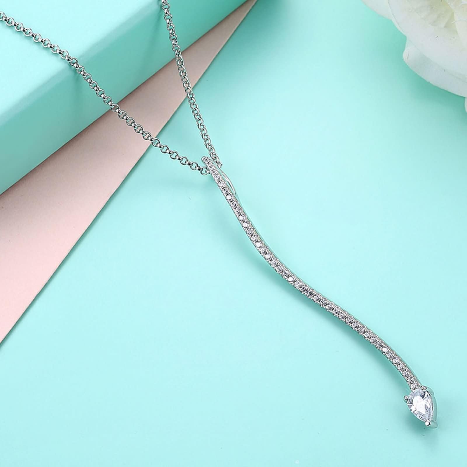 Ciondoli Collana Argento Donna,Ciondolo Collana Argento 925 Donna Goccia D'Acqua con Zirconia Cubica Collane Argento
