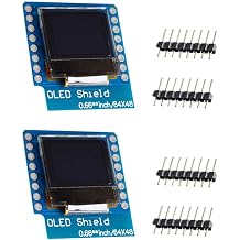 0.66 inch OLED Shield I2C IIC Display Mini OLED Module for WEMOS D1 Mini Compatible with Arduino Raspberry Pi 64x48 Pixels 3.3V x 2pcs