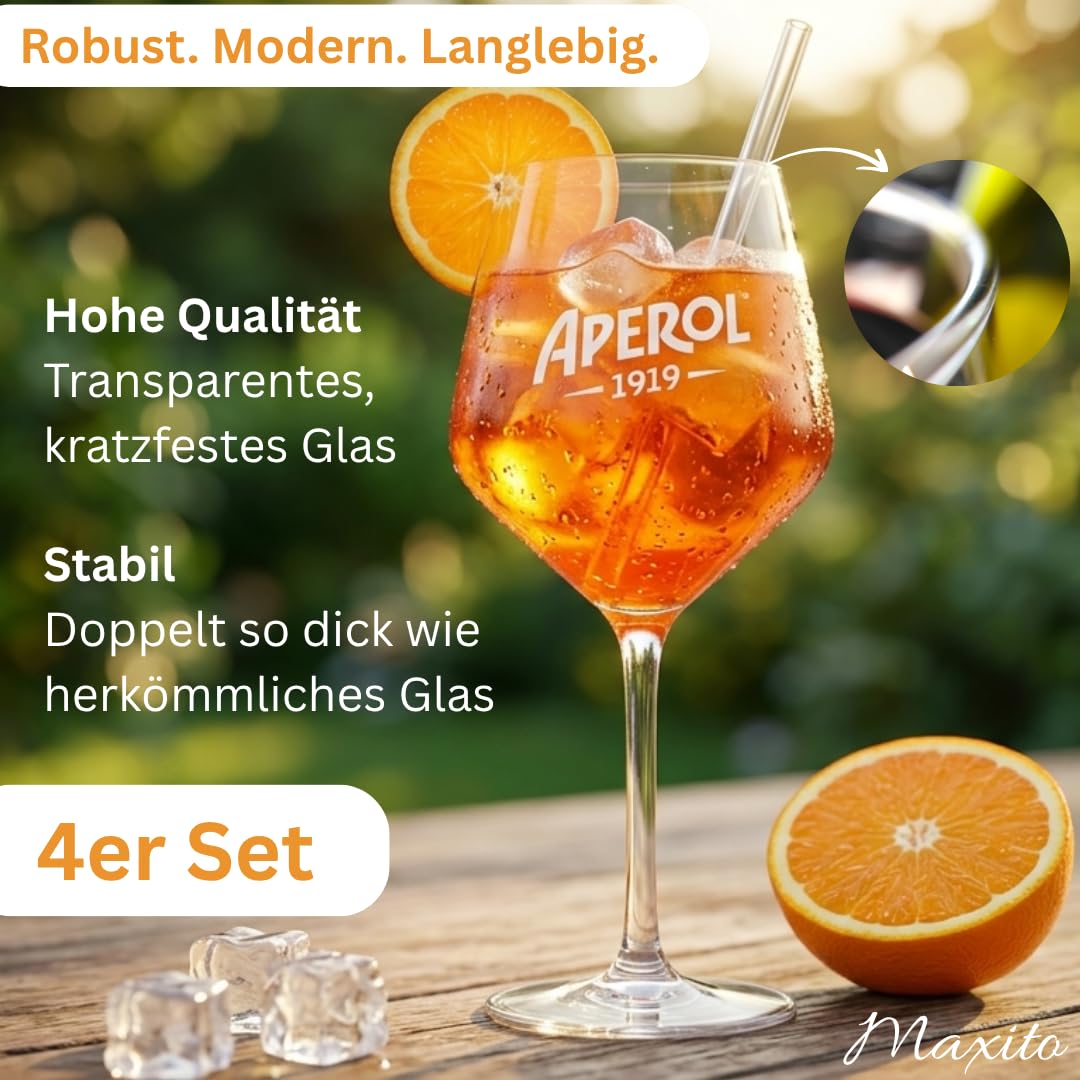 Maxito Aperol Gläser von hervorragender Qualität mit 400 ml im 4er Set als Geschenke für Frauen oder Aperol Geschenk I Aperol Spritz Gläser I Cocktailgläser I Aperol I Hochzeitsgeschenk I Geschenkbox