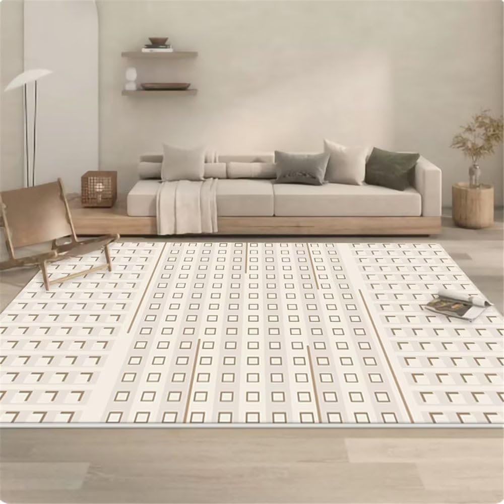 Tapis de chambre gris à rayures 200x250 cm pour créer un espace cocooning