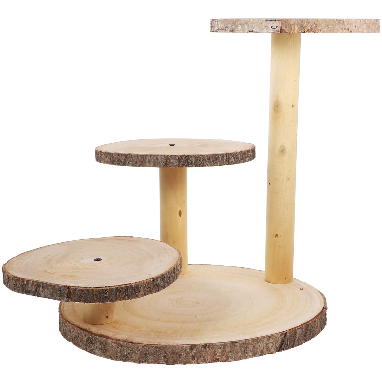 Présentoir à dessert en bois rustique à plusieurs niveaux pour buffet de mariage et fêtes