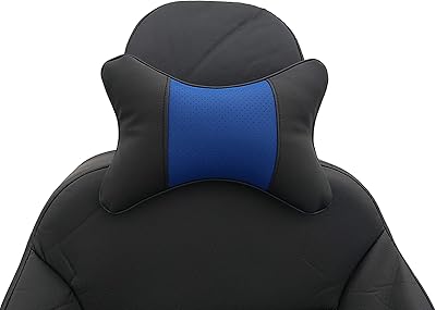 Thomakoo Car Neck Pillows 2pcs Pack Car Headrest Pillow Pu Leather Car Cervical Pillows for Traveling Car Pillows Filled by Fiber (Black) (Black Blue)