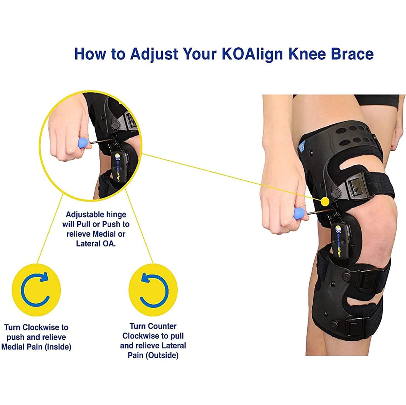 Arthrose-Entlader, Scharnier, verstellbar, Kniebandage, stabilisierende Kniebandage, Schutz vor Belastung, Arthritis, Knorpelreparatur, Gelenkschmerzen, mediale oder laterale Degeneration