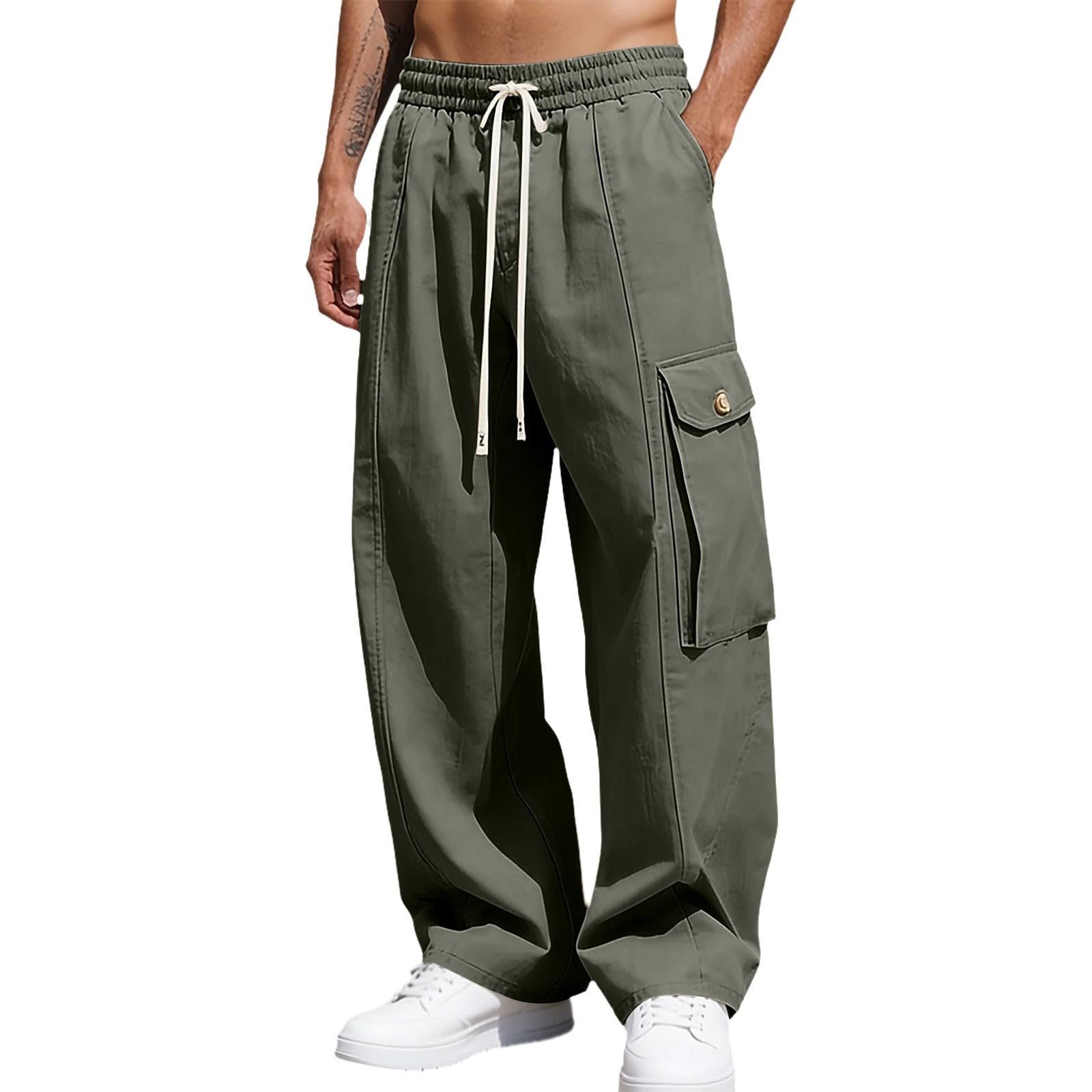 Pantalon de sport baggy couleur unie coupe ample et confortable pour homme actif - 8