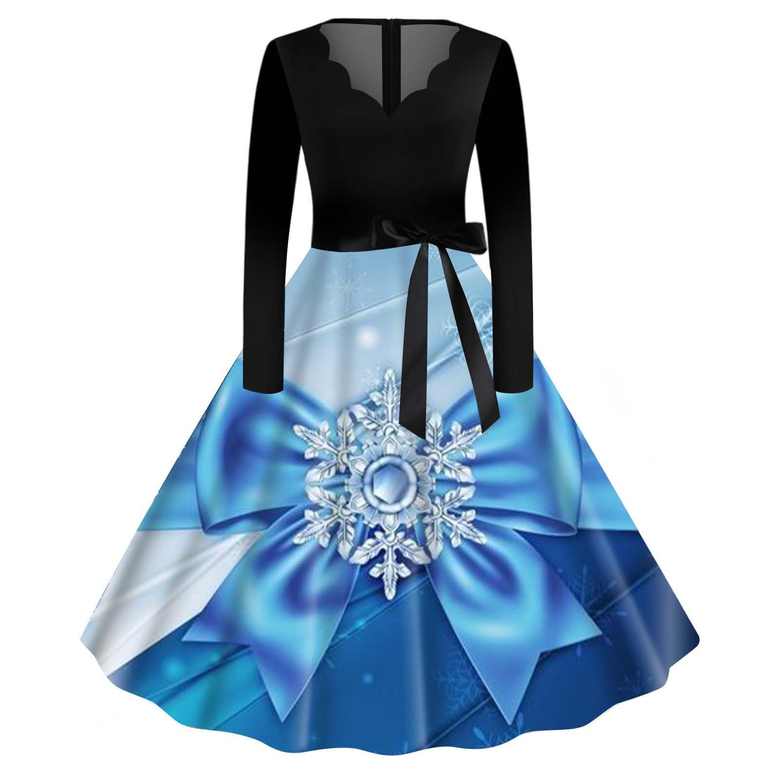 Summer Dresses Medium Christmas Dress Fall Holiday Xmas Long Sleeve Tree Dresses Womens Dresses Knee Length Casual