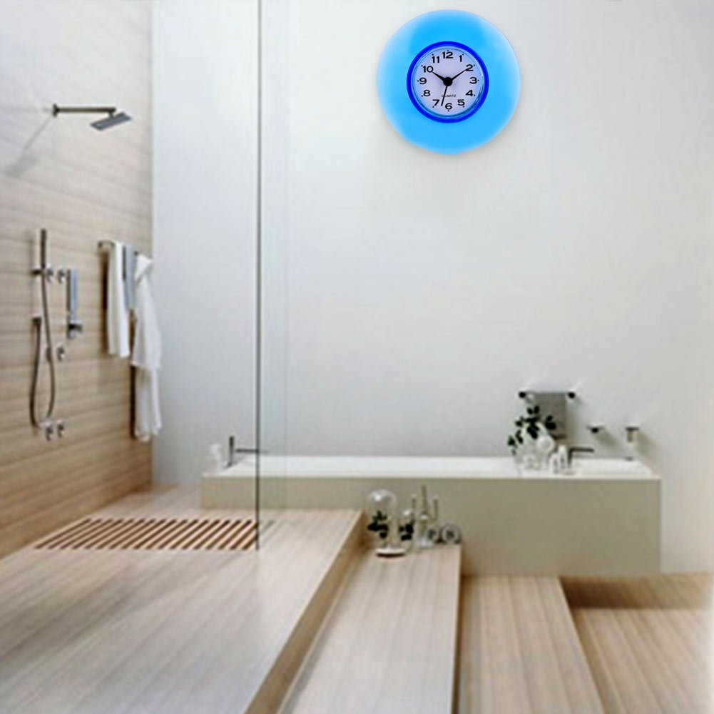 Orologio Da Parete Mini Impermeabile Per Bagno E Cucina - Con Ventosa, Quadrante 8.6 Cm, Batteria AG13, Bianco