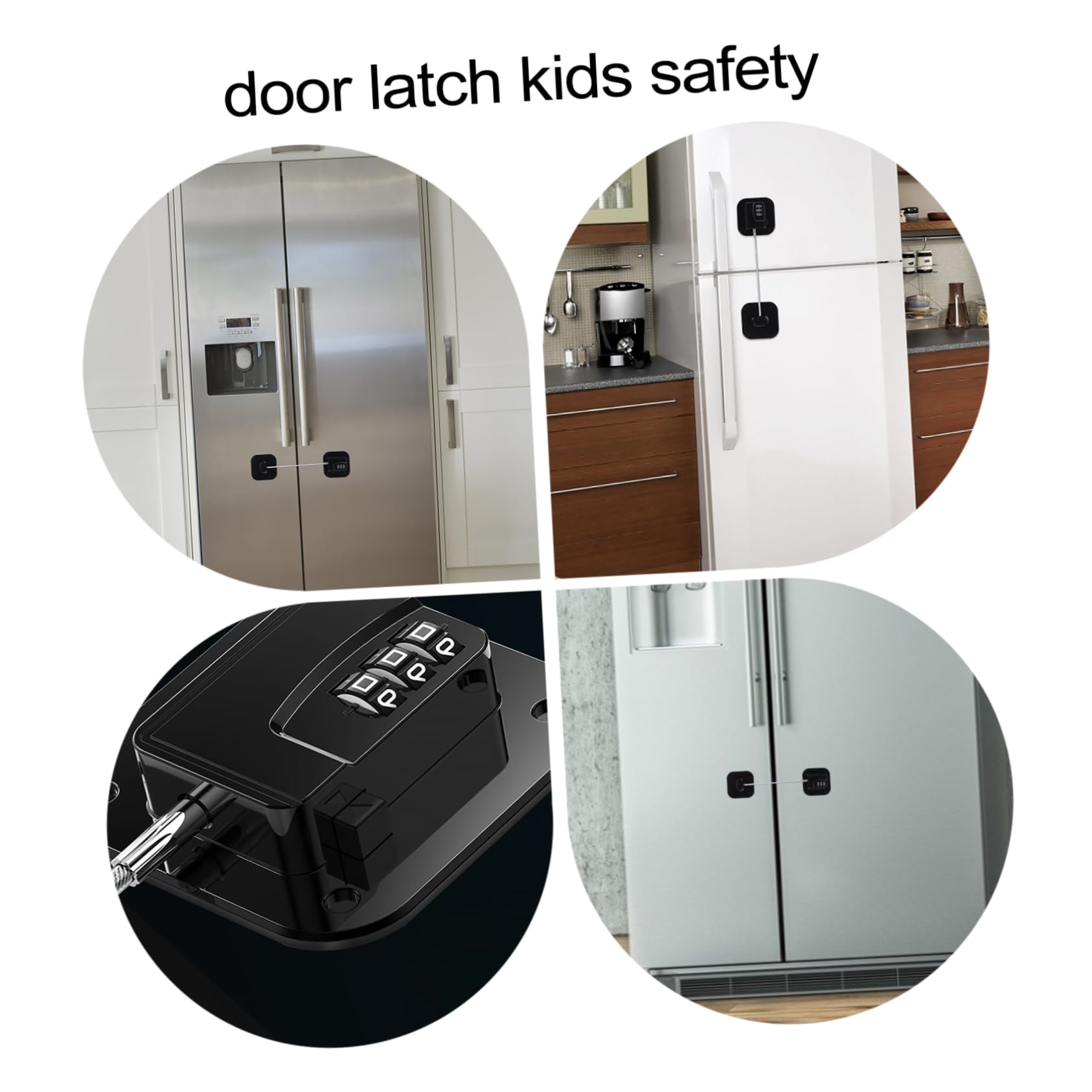 Cerradura Adhesiva para Mini Refrigerador Contraseña | Gabinete y Ventana, Negro, Plástico y Metal, Resistente al Calor, Cierre de Seguridad Infantil