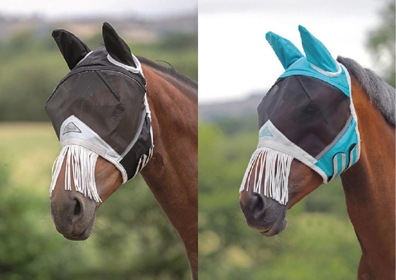 Masque anti-mouches Shires au pré été pour grand cheval XL gris
