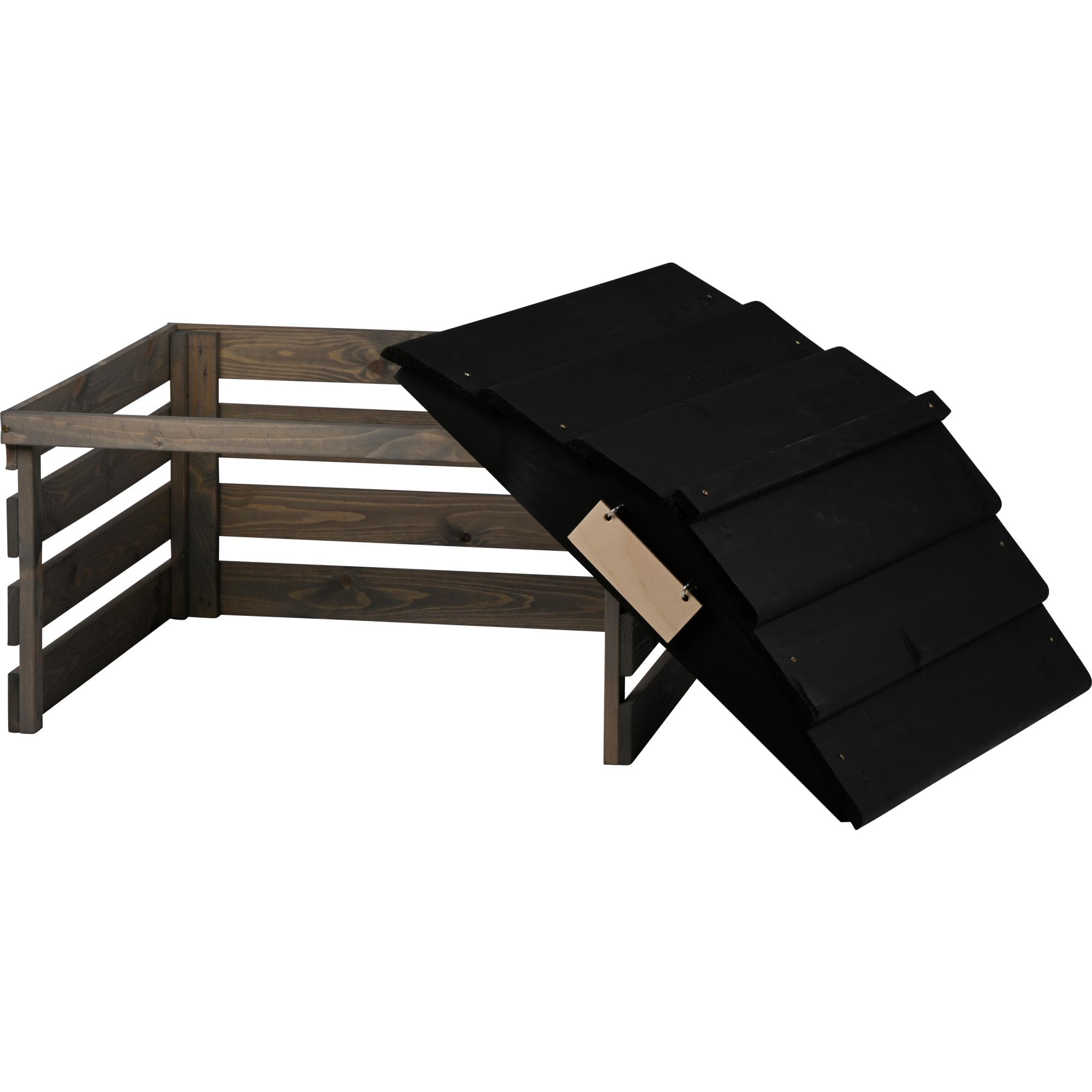 dobar Garaje para Robot cortacésped de Madera con Techo extraíble, con Escudo Personalizable, 78,5 x 74 x 52,5 cm, Gris/Negro