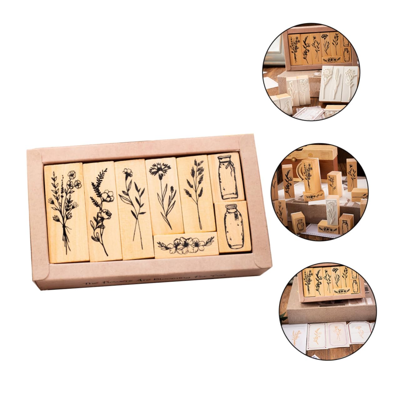Operitacx 4 Set Di Combinazione Di Legno Di Loto Retrò Set Di Timbri Vaso Per Piante Diario Album Fotografico Fai Da Te Diario Timbro Decorativo Appunti Sulla Giungla Timbri