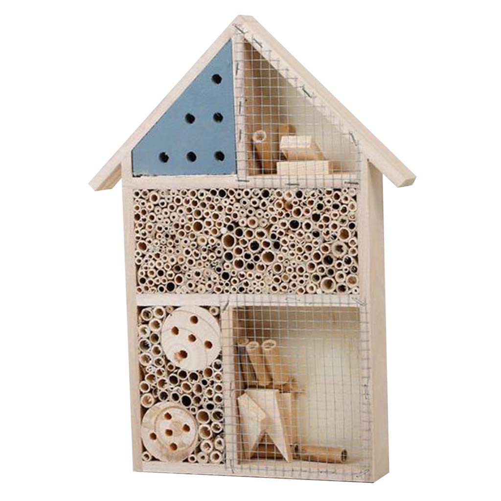 VELURA Wooden Craft Insect House Insect Bug Hotel Garden Decoration Nest Box Blue|1 x Wooden Insect House| Other Bird & Wildlife Accs| Yard, Garden & Outdoor Living |Home & Garden-image-9