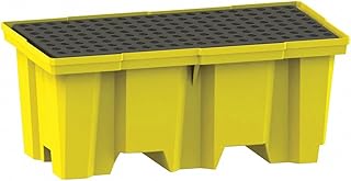 Enpac 5222-YE-D 2-Drum Nestable Poly-Spillpallet with Drain, 66 Gallons Spill Capacity, 51