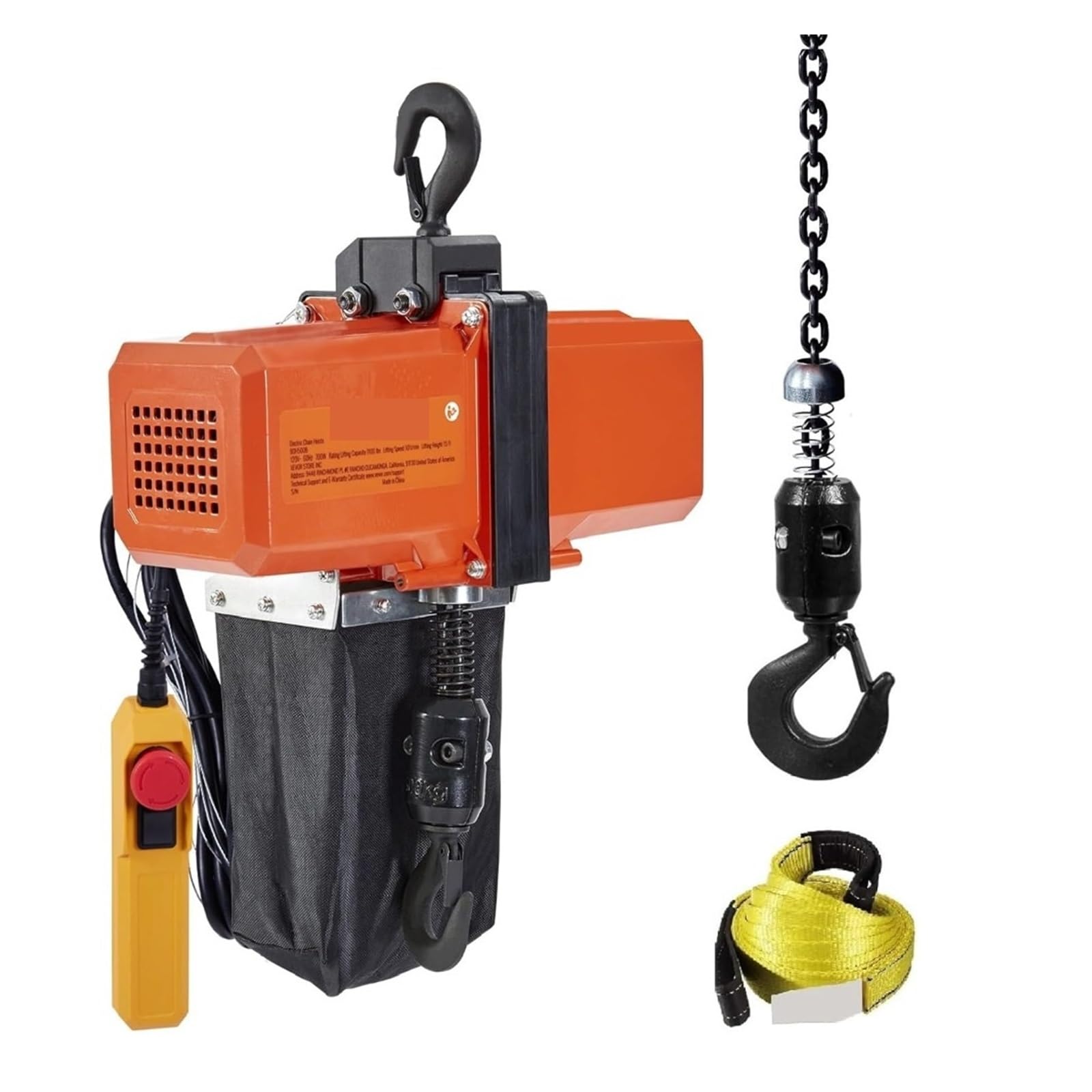 Polipasto eléctrico de cadena 1100 lb, altura elevación 15 pies, polipasto 120 V, grúa aérea monofásica con G100