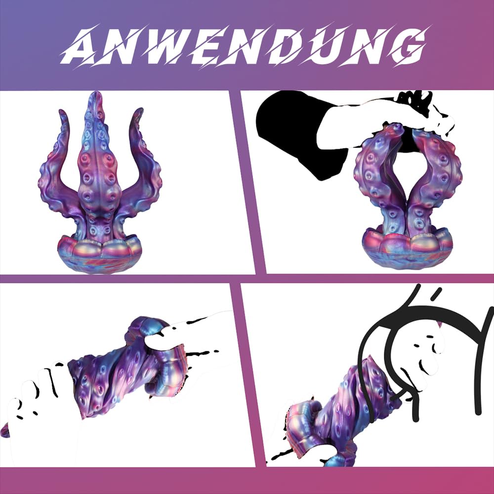 Realistischer Monster Dildo Anal Silikon Tentakel Dildo Analplug für Frauen Männer Prostata Stimulation G-Punkt Massage Fantasy Anal Butt Plug Masturbation Erotisches Sexspielzeug für Paar (L)