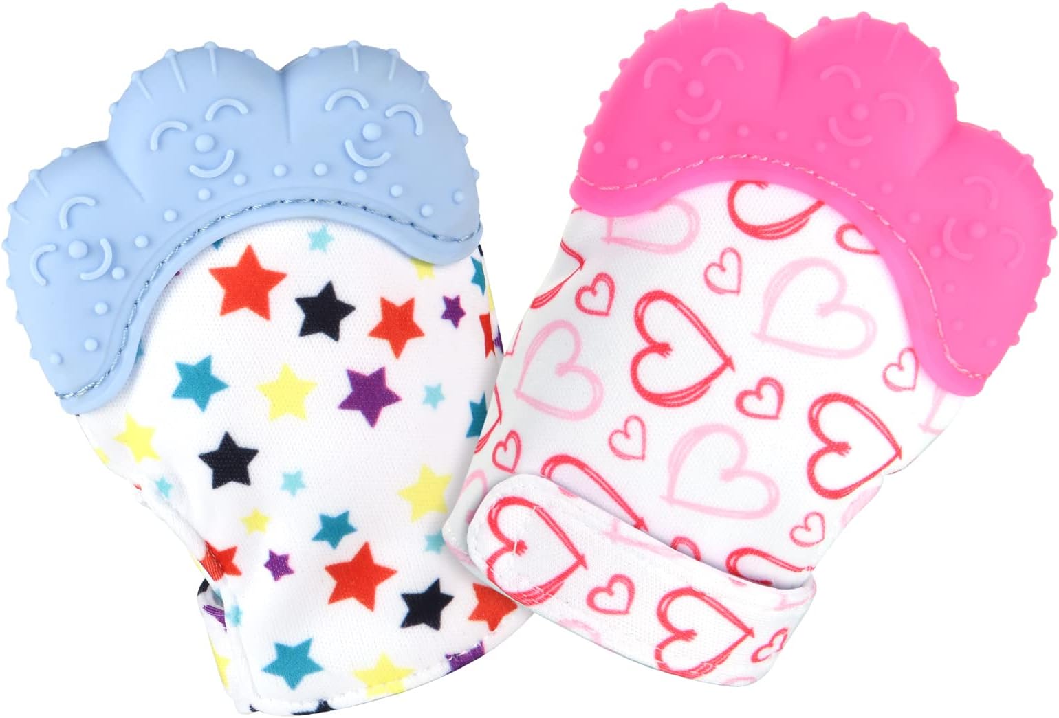 Vicloon Baby Teething Set - 2 Pack Silicone Mitten Teether Gloves for Infants, Soothing Pain Relief Mitt