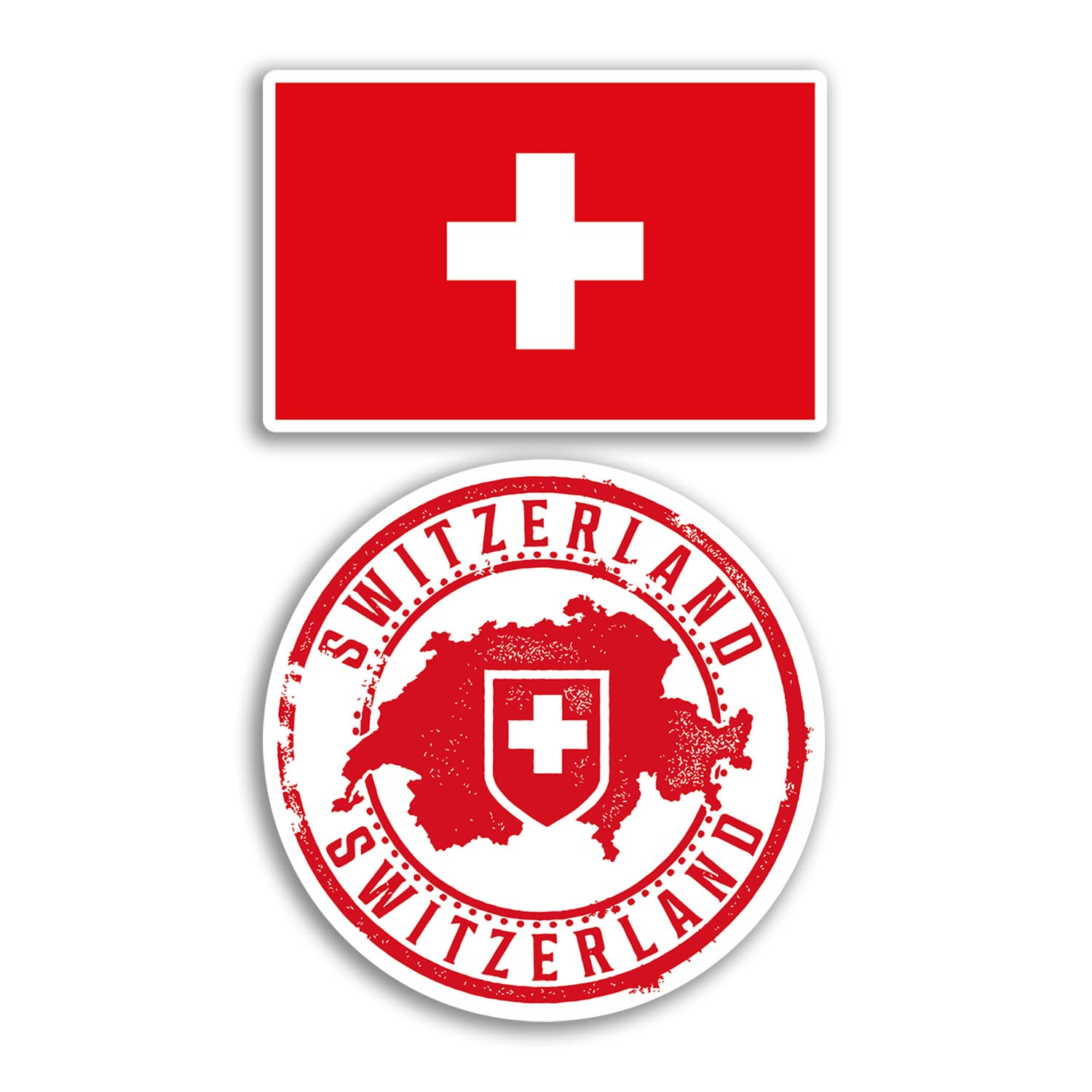 Dv Design Multi 2 X 10Cm Wide Switzerland Vinyl Stickers - Swiss Flag Map Scrapbook Design Holiday Adventure Travel Gift #78648