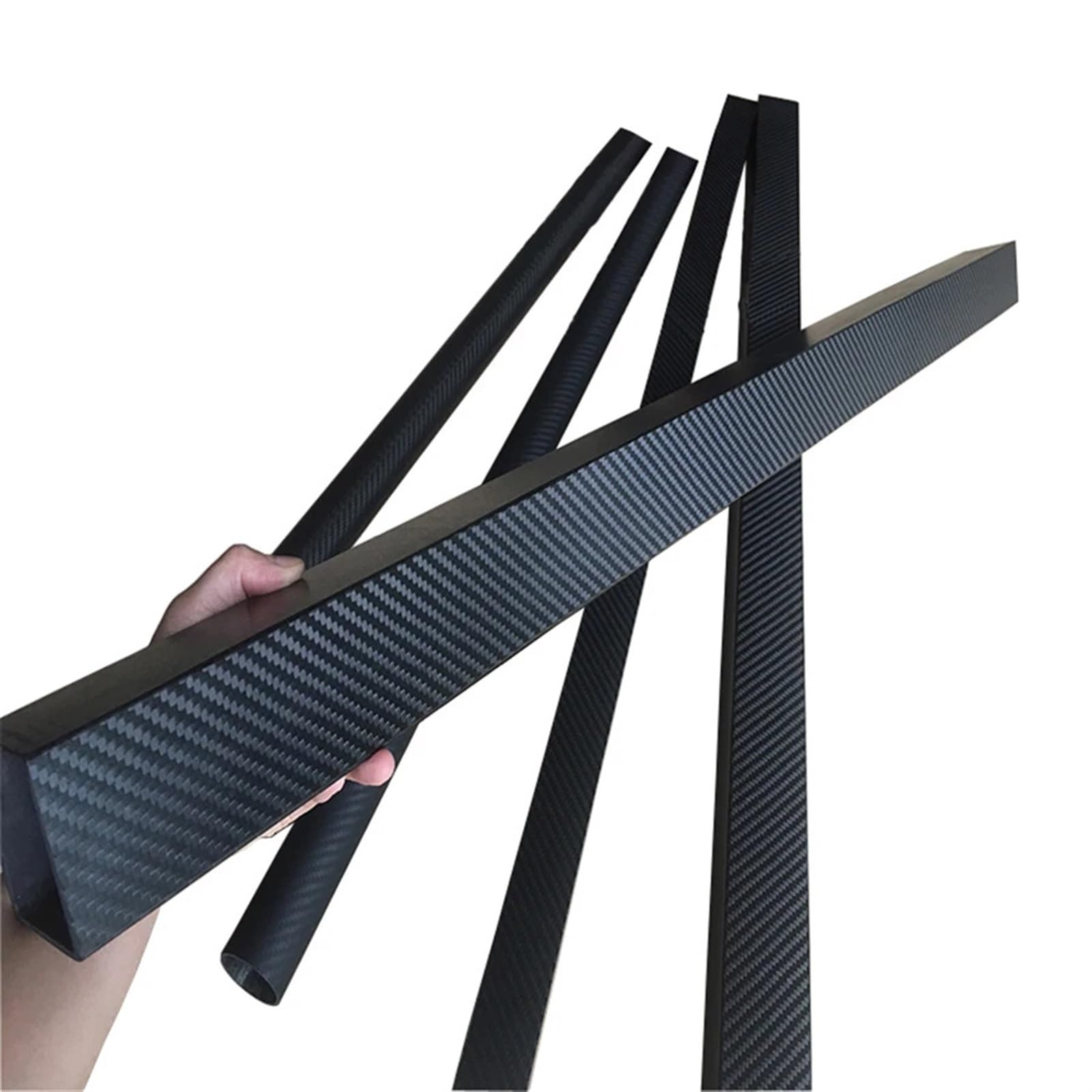 Tubo Cuadrado De Fibra De Carbono Tubo cuadrado de fibra carbono 3K 4 piezas con superficie brillante y alta resistencia, longitud tubo 500 mm(4pcs 10x10x8mm)