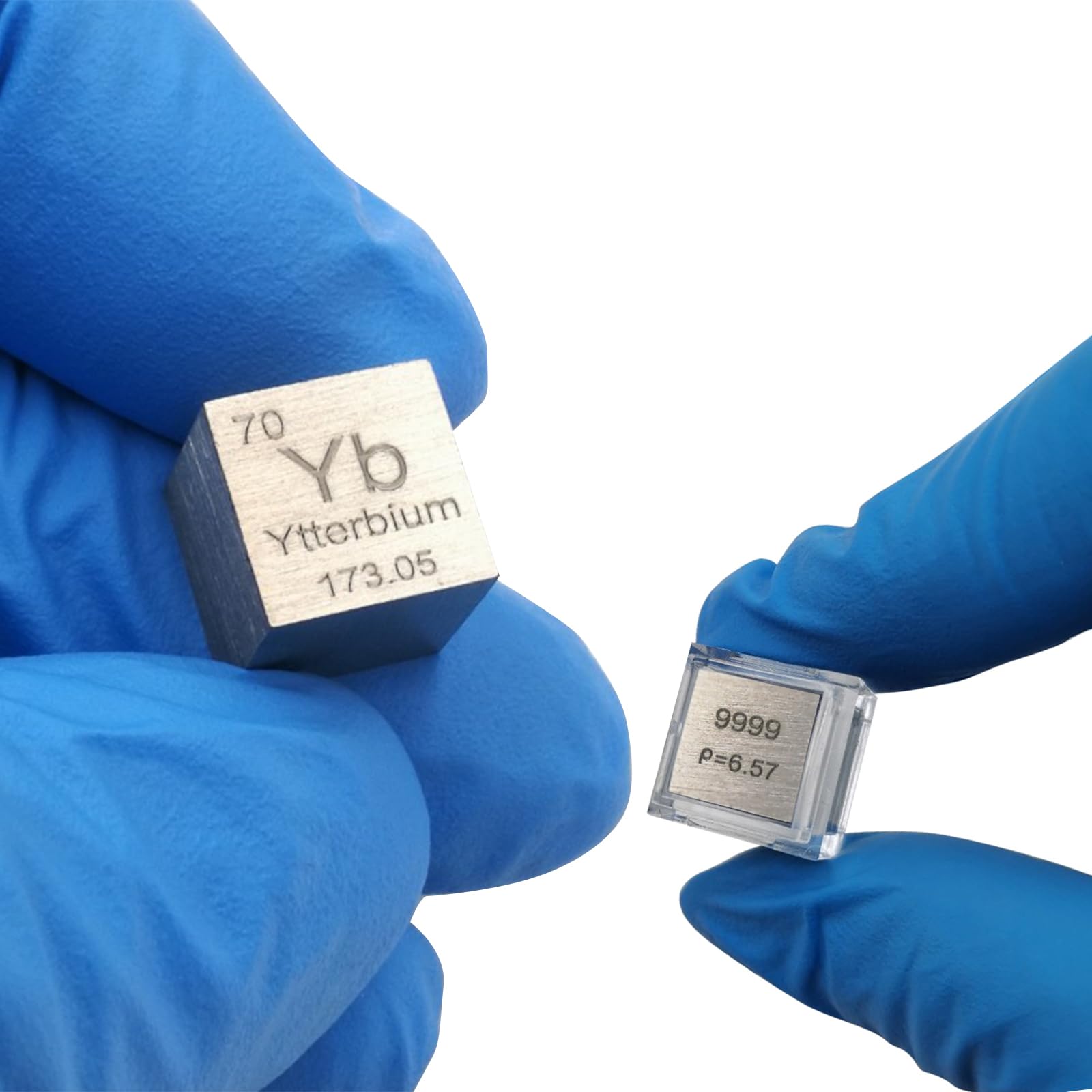 UpGBRF Element Cube Density Cube Metal Cubest Specimen Solid High Purity 4N Metal Ytterbium Cube, Side Length 1cm